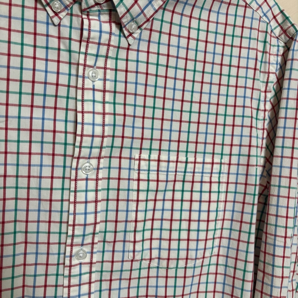J. Crew Men's Shirt Flex Washed Classic Button Down Cotton Checkered Red Blue M - Picture 2 of 5